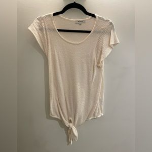 Madewell Off White Short Sleeved Sweater with Tie Front